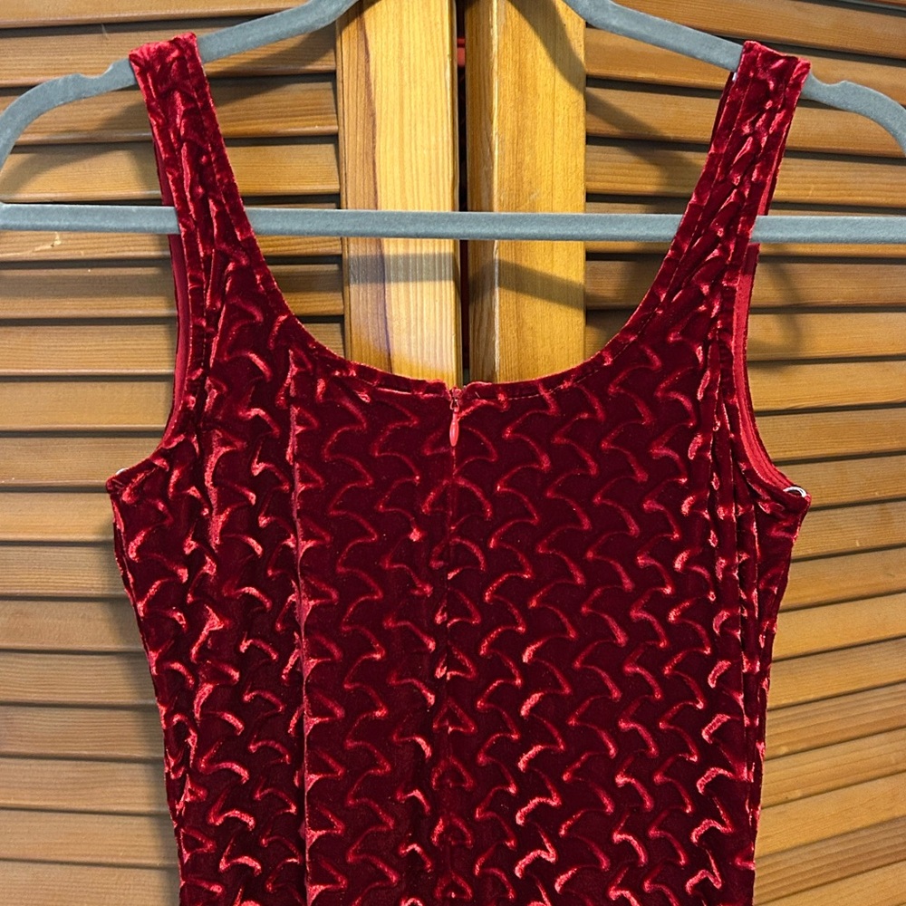 Vintage 80s/90s Algo Red Velvet Dress - Picture 13 of 16